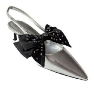 BRAND NEW KARL LAGERFELD   SKYLYNN CRYSTAL BOWNOT HEEL SLINGBACK PUMP